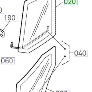 Alternative view of Kubota KX161-3 top door glass