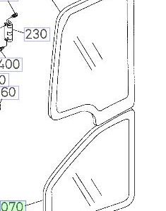 Alternative view of Kubota U55-4 lower door glass